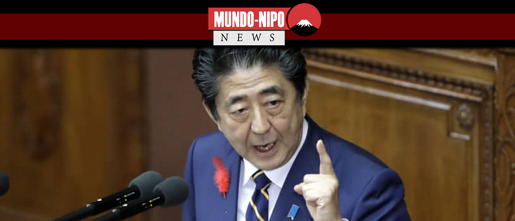 Primeiro-ministro Shinzo abe discursando