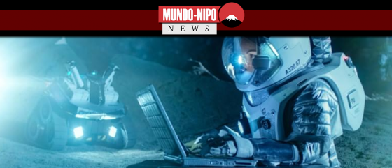 Astronautas usam computador no espaço