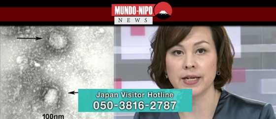 Reporter da NHK anuncia telefone de emergencia para suspeita de contaminação