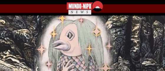 Monstro Amabie desenhado pelo falecido artista de mangá Shigeru Mizuki