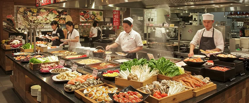 Descubra a culinária "coma à vontade" do Japão! Shabu-shabu, okonomiyaki, frutos do mar e muito mais! Uma experiência gastronômica única e acessível.