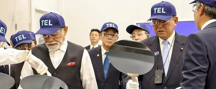 Líderes do Japão e da Índia visitam fábrica de semicondutores em Miyagi. A visita reforça a colaboração nas cadeias de suprimentos e o futuro do Shinkansen indiano.