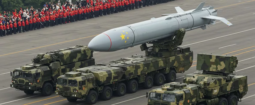 Saiba como a China expôs seu arsenal nuclear completo, incluindo mísseis balísticos intercontinentais, em um desfile militar em Pequim.