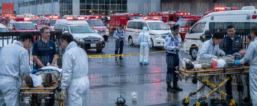 Quinze funcionários ficam feridos em ataque em fábrica da Yokohama Rubber em Shizuoka. Suspeito de 38 anos foi preso após esfaqueamento e uso de químicos.
