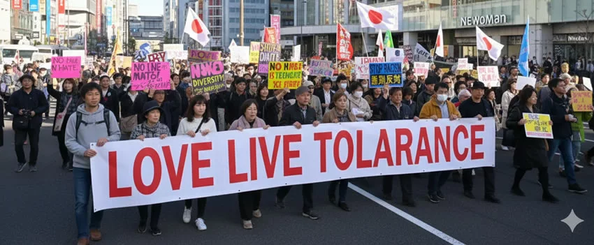 A xenofobia Japão polariza as ruas de Tóquio, Nagoia e Hamamatsu. Descubra como movimentos pró e anti-imigração estão se confrontando no país.